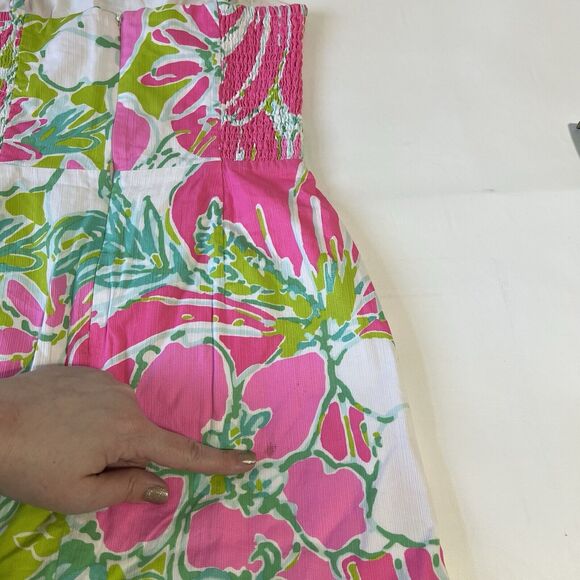 LILLY PULITZER Jesse Skort Romper Flamingo Pink Spaghetti Tropical Strap Size 0 - Picture 11 of 12
